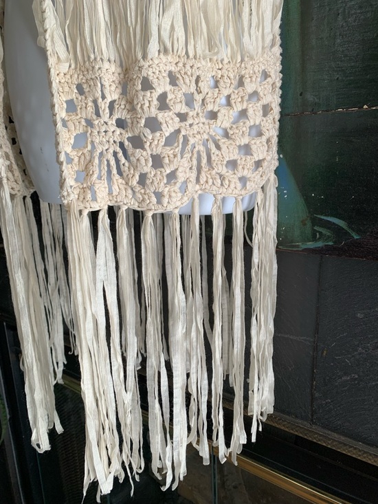 Boho Hippie Crochet Festival Fringe Open Knit Vest- M - Picture 7 of 13